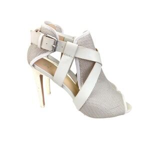 Joe's Jeans Women's Mesh Peep Toe Cross Strap‎ Buckle Heel Sandal Size 9M